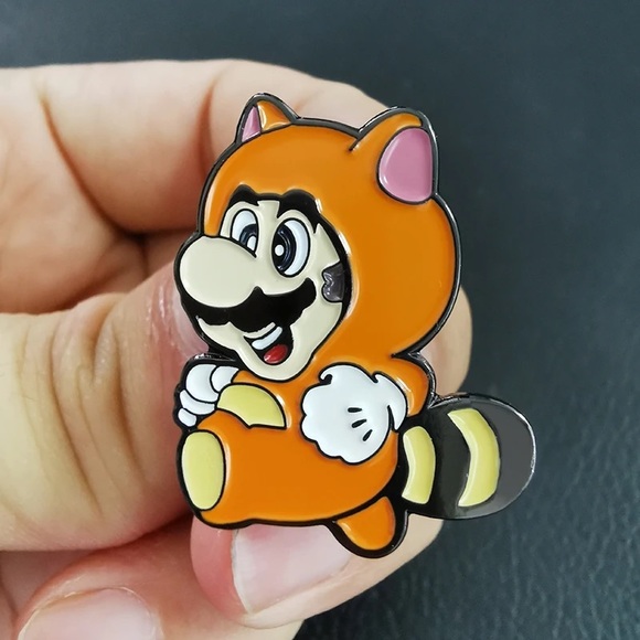 1 LEFT‼️ Super Mario Racoon Enamel Pin Italian Orange Panda Animal 90s Brooch - Picture 5 of 8